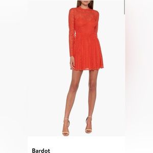 Bardot red lace dress